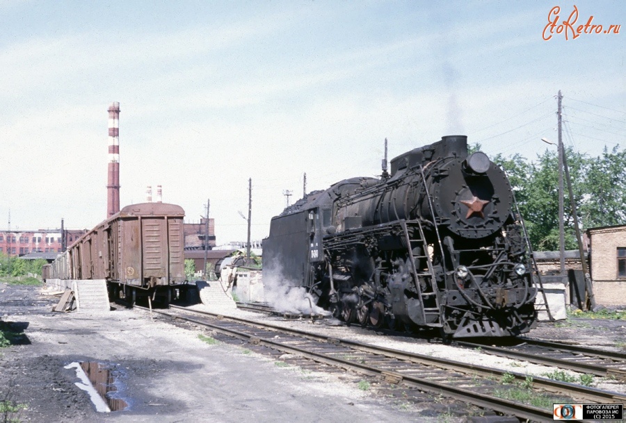 Железная дорога (поезда, паровозы, локомотивы, вагоны) - Паровоз Л-4340 на пункте подготовки вагонов к перевозкам ст.Уктус