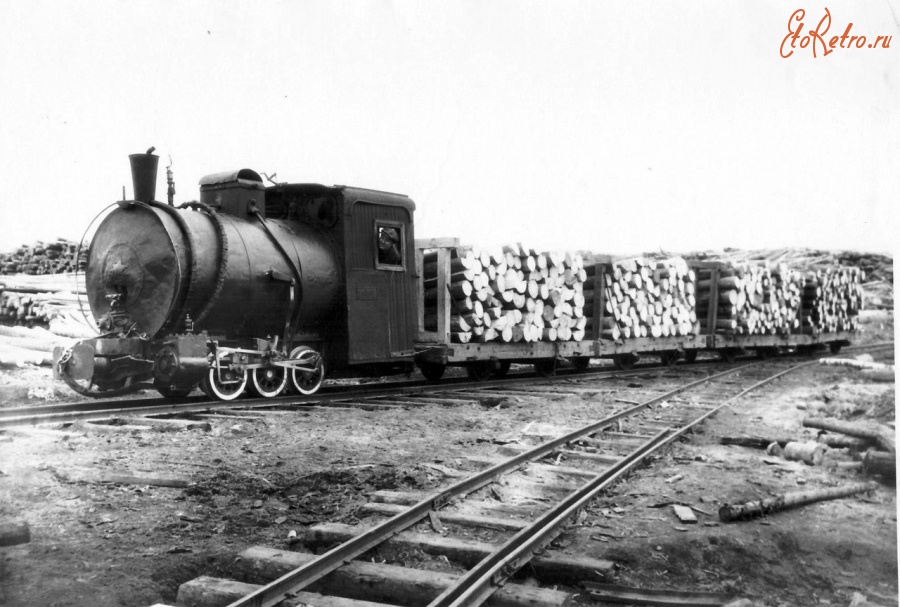 Железная дорога (поезда, паровозы, локомотивы, вагоны) - Узкоколейный бестопочный паровоз типа 0-3-0 с поездом