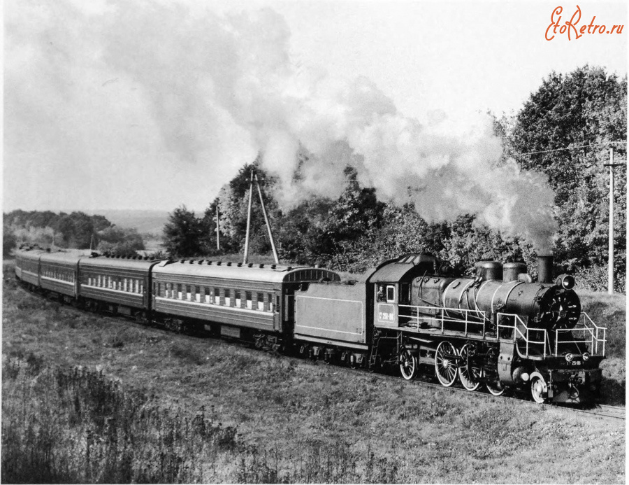Железная дорога (поезда, паровозы, локомотивы, вагоны) - Паровоз серии Су с поездом