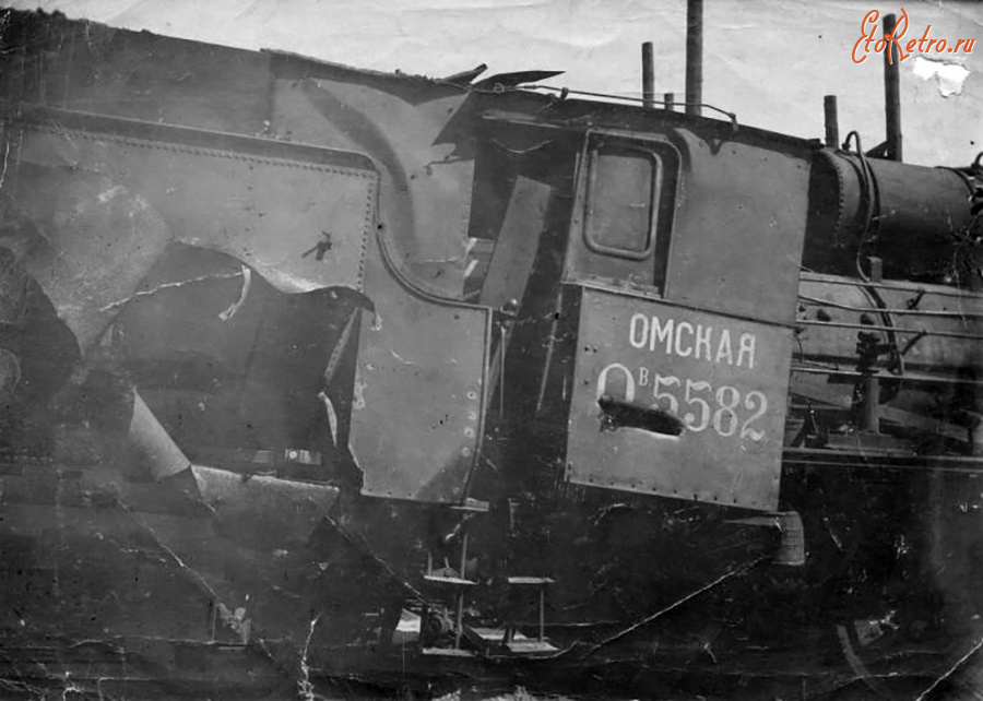 Железная дорога (поезда, паровозы, локомотивы, вагоны) - Паровоз Ов.5582 бронепоезда построенного в депо Тюмень