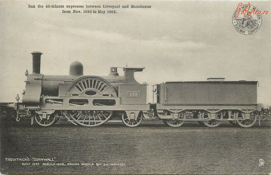 Железная дорога (поезда, паровозы, локомотивы, вагоны) - Паровоз Тревитик Корнуол 173 Ливерпуль- Манчестер