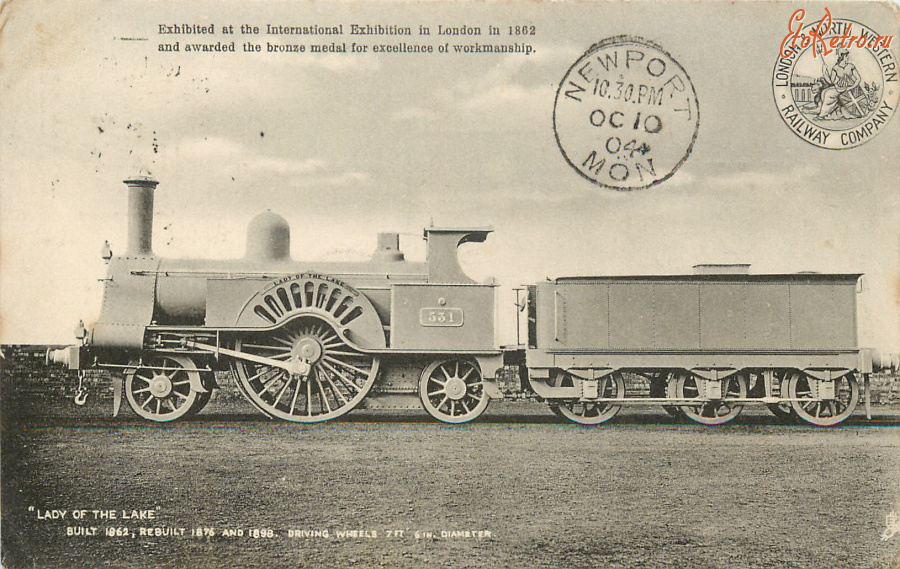Железная дорога (поезда, паровозы, локомотивы, вагоны) - Паровоз Владычица Озера L.N.W.R.