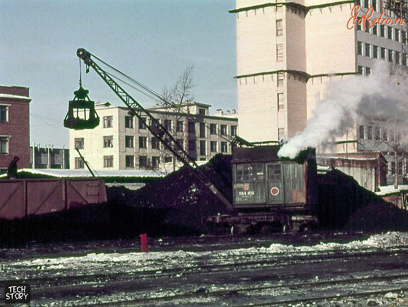 Железная дорога (поезда, паровозы, локомотивы, вагоны) - Последний ;железнодорожный  паровой кран ПК6 в Москве
