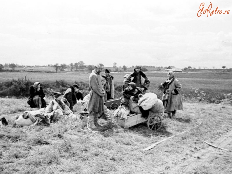 Войны (боевые действия) - Беженцы в районе Пскова. Июль 1941 г.