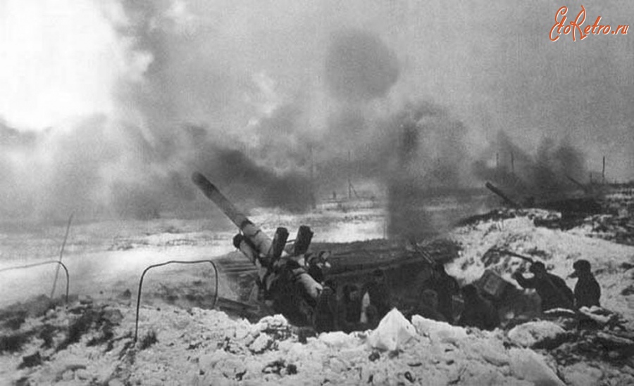 Войны (боевые действия) - Батарея 152-мм гаубиц Ленинградского фронта