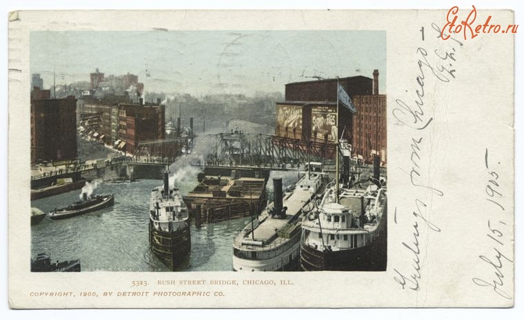 Чикаго - Чикаго. Мост на Раш Стрит, 1900