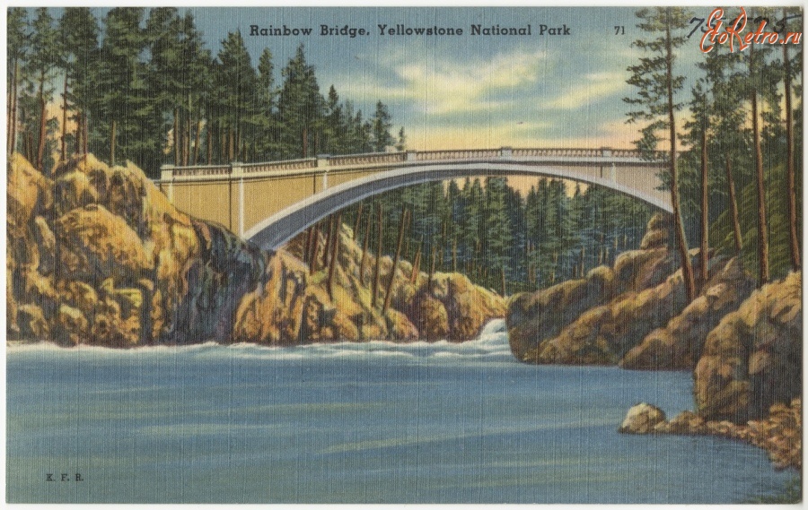 Штат Вайоминг - Радужный Мост в Йеллоустонском Национальном Парке