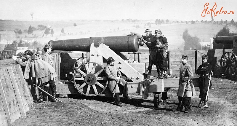 Округ Колумбия - Артиллеристы Форта Гейнс у 24-фунтового крепостного орудия