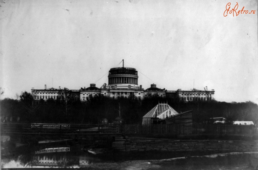 Вашингтон - Construction of the new Capitol Dome in 1860. США , Вашингтон (округ Колумбия)