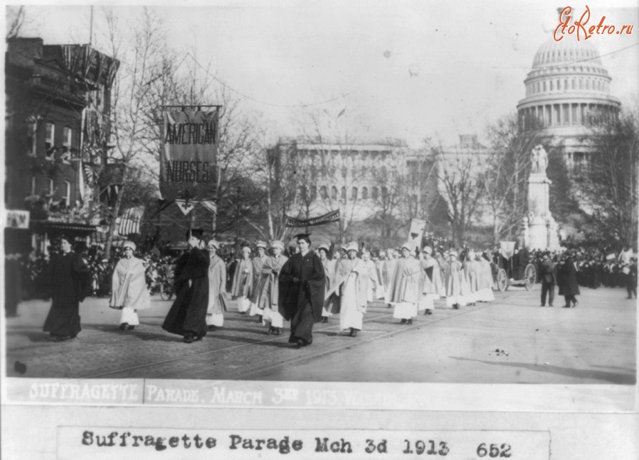 Вашингтон - Американские медсестры на параде суфражисток. 3 марта 1913 г. США , Вашингтон (округ Колумбия)