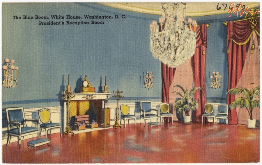 Вашингтон - Вид Голубой комнаты Белого Дома в Вашингтоне
