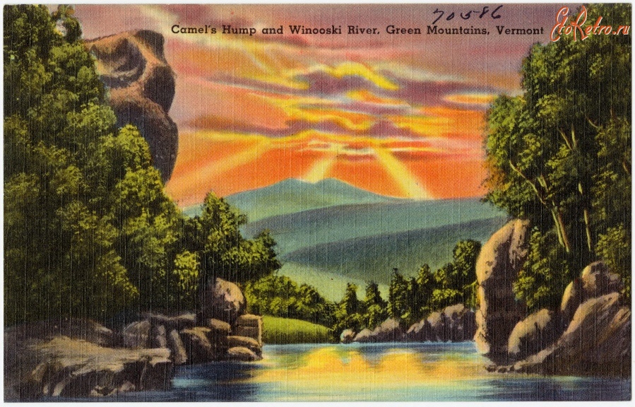 Штат Вермонт - Гора Верблюжий горб и река Уиноски в Вермонте