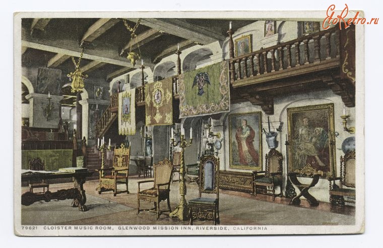Штат Калифорния - Риверсайд. Интерьер отеля Гленвуд, 1898-1931