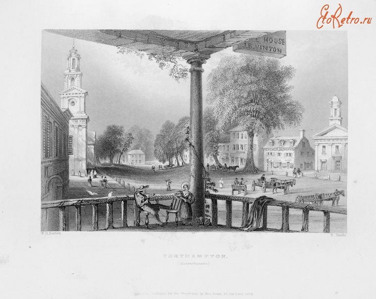 Штат Массачусетс - Нортгемптон. Городской вид, 1840