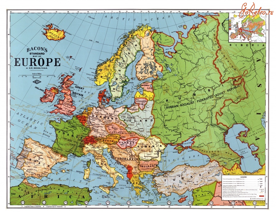 Карты стран, городов - Карта європи 1923 року.