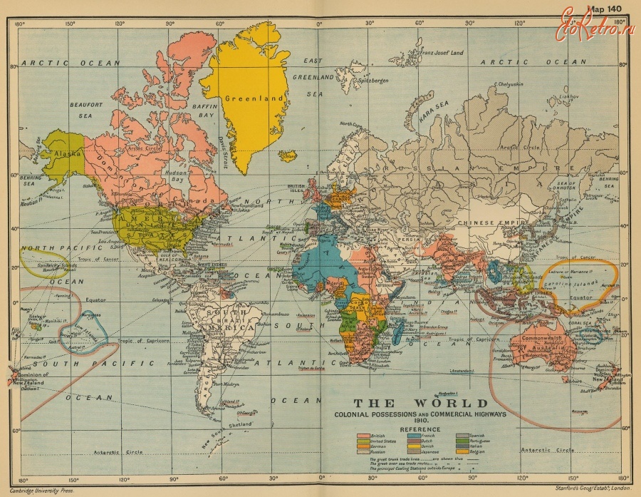 Карты стран, городов - Карта світу 1910р.