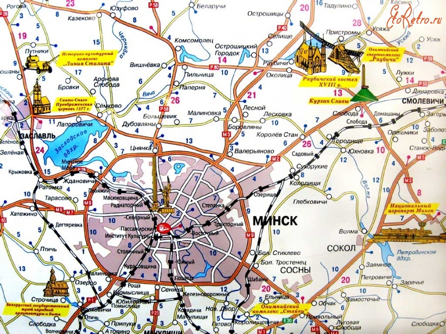 Карты стран, городов - Карта окрестностей Минска. Фото. Интересные места