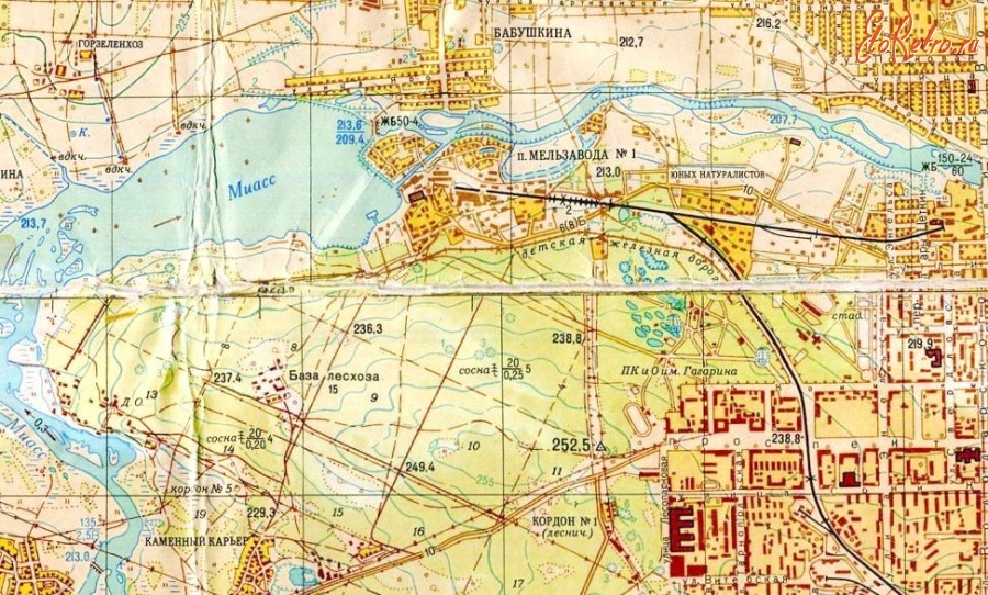 Карты стран, городов - Челябинская ДЖД на карте масштаба 1:25000. 1970г.