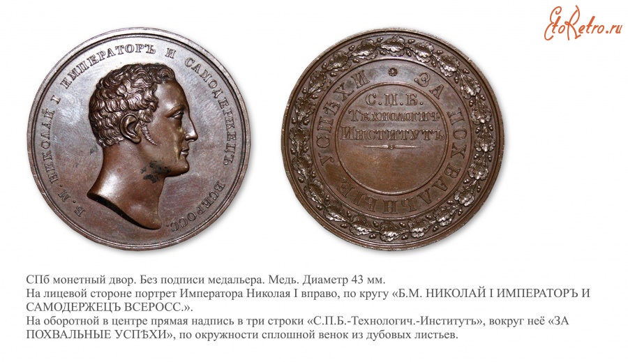 Медали, ордена, значки - Медали Санкт-Петербургского Технологического института «За похвальные успехи», «За отличные успехи»