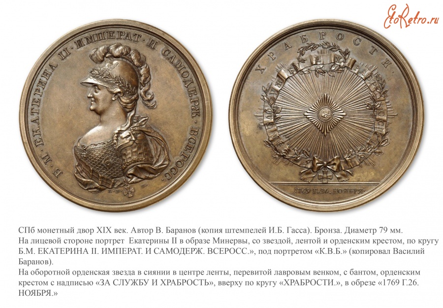 Медали, ордена, значки - Настольная медаль «В память учреждения Военного Ордена Святого Георгия» (1769 год)