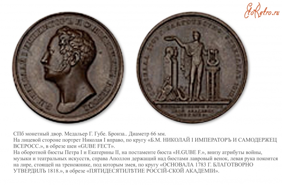 Медали, ордена, значки - Медаль «В память 50-летия учреждения Российской Академии» (1833 год)