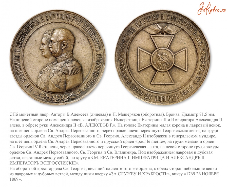 Медали, ордена, значки - Настольная медаль «В память столетия Ордена Св. Великомученика и Победоносца Георгия»