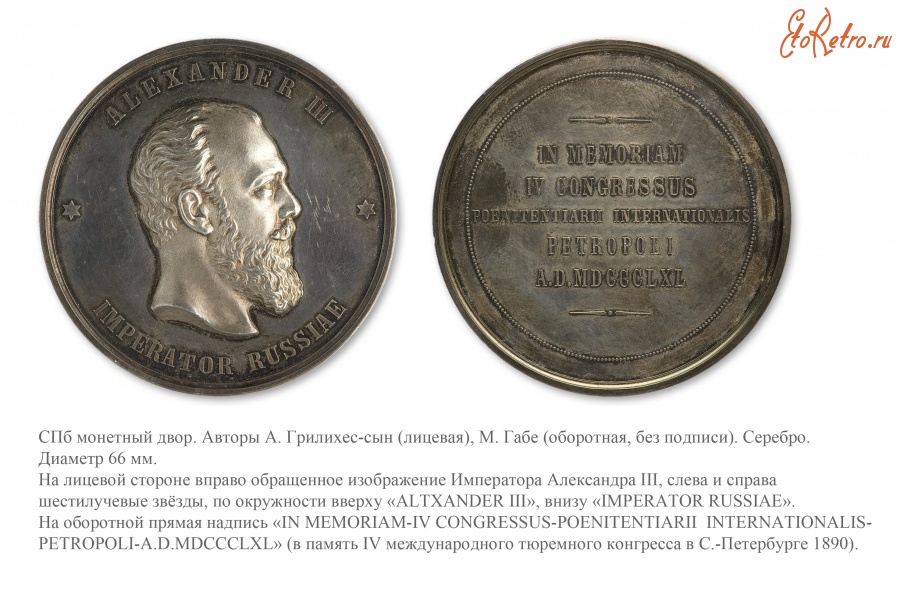 Медали, ордена, значки - Медаль «В память IV-ого международного тюремного конгресса в Санкт-Петербурге»