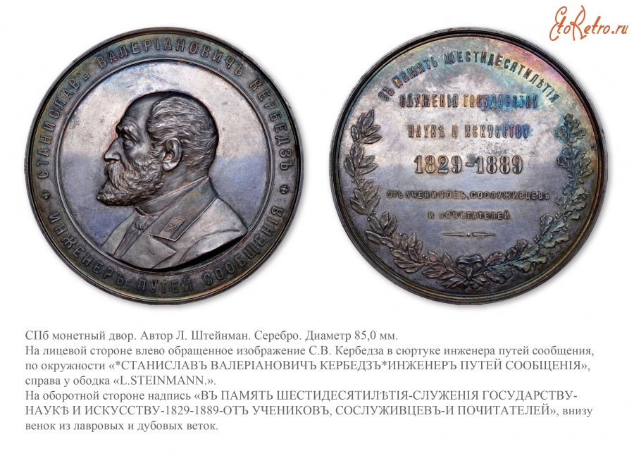 Медали, ордена, значки - Медаль «В память 60-летия службы С.В.Кербедза»
