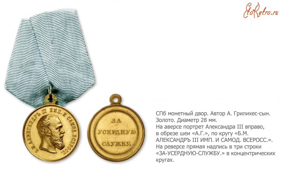 Медали, ордена, значки - Наградная медаль «За усердную службу» (1881 год)