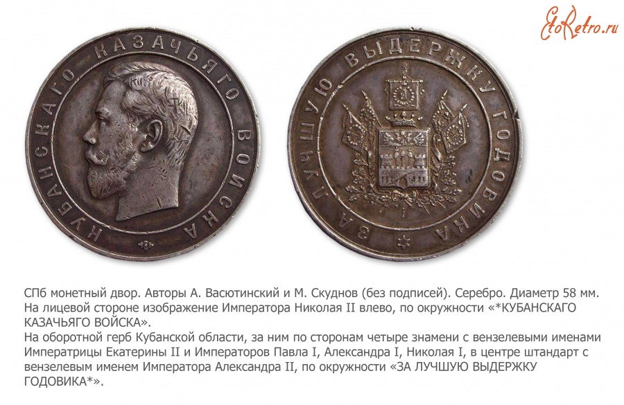 Медали, ордена, значки - Медаль «За лучшую выдержку годовика» Кубанского казачьего войска