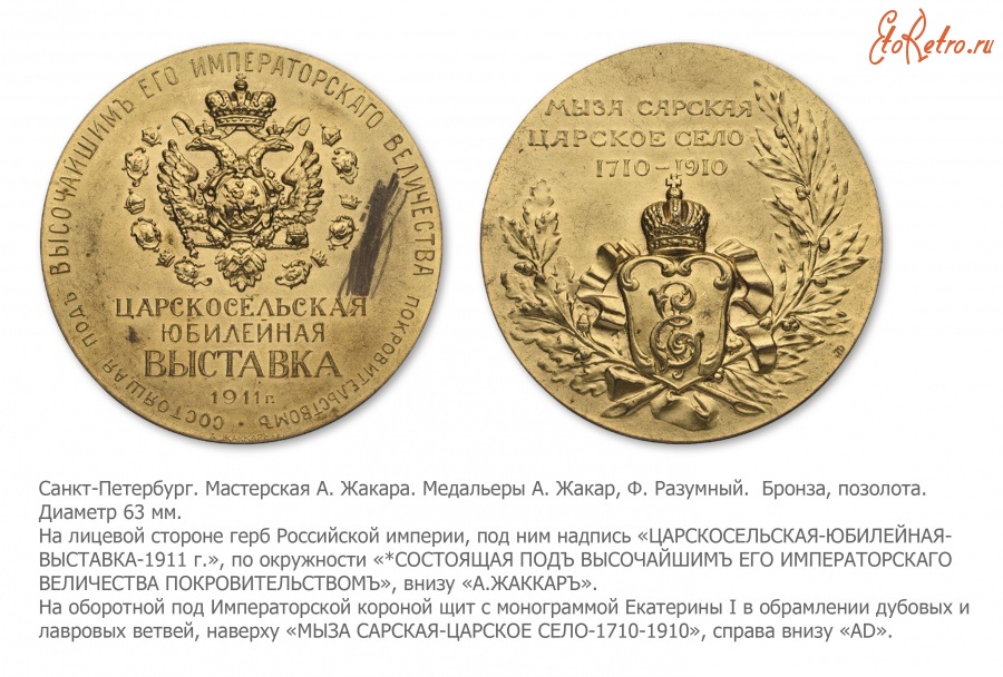 Медали, ордена, значки - Медаль Царскосельской юбилейной выставки