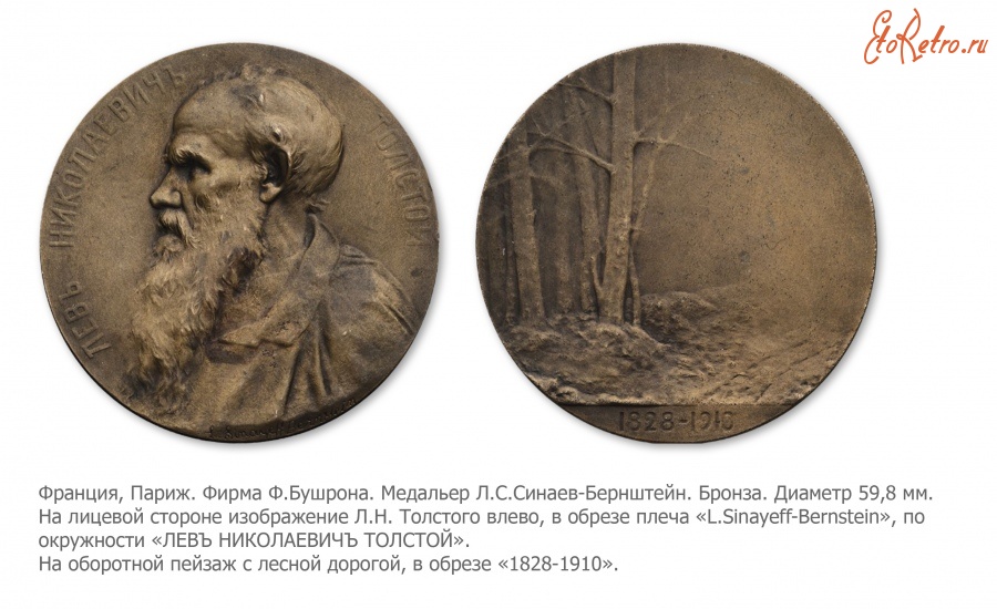 Медали, ордена, значки - Медаль в память кончины Л.Н.Толстого