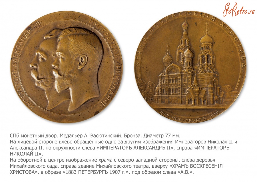 Медали, ордена, значки - Медаль «В память сооружения и освящения храма Воскресения Христова в Санкт-Петербурге»