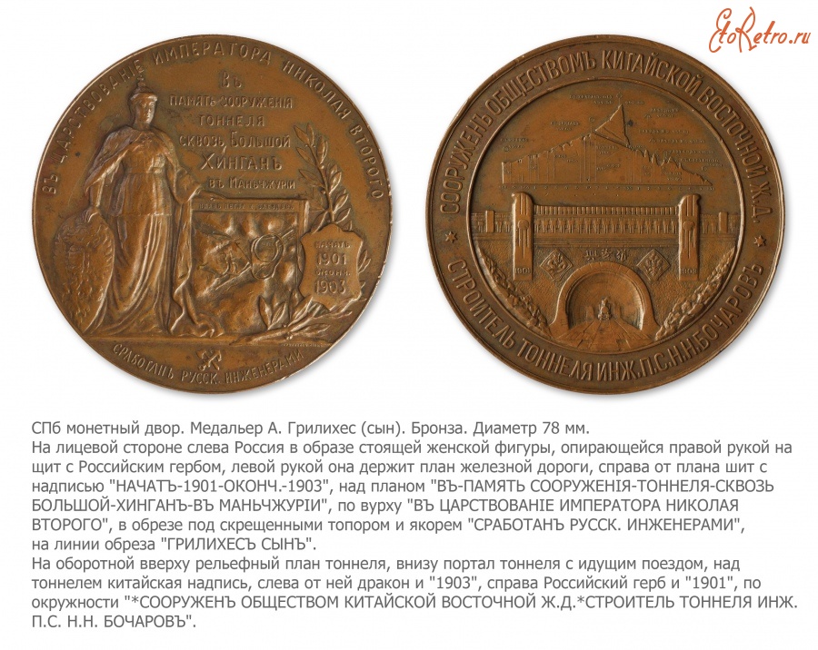 Медали, ордена, значки - Медаль в память сооружения тоннеля сквозь Большой Хинган