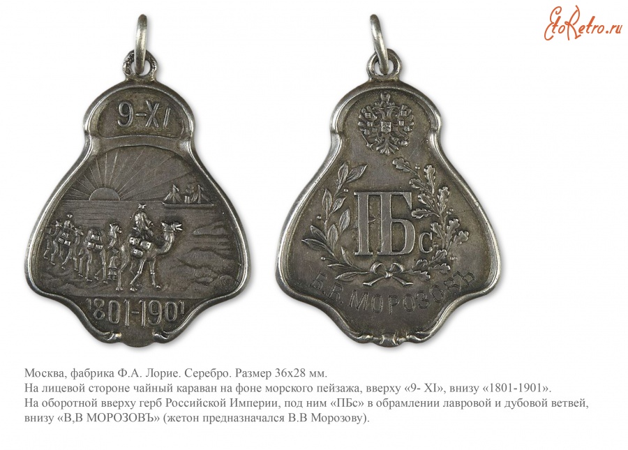 Медали, ордена, значки - Жетон в память 100-летия товарищества чайной торговли «Петра Боткина сыновья».