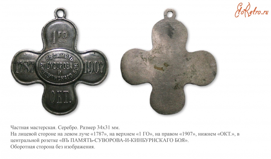 Медали, ордена, значки - Жетон «В память 120-летия Кинбурнского боя»