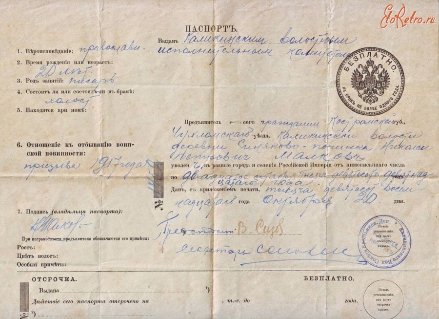 Документы - Временный паспорт