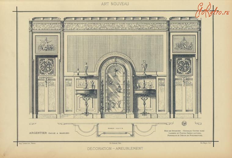 Предметы быта - Дизайн интерьера. Франция, 1800-1899. Столовые, гостиные
