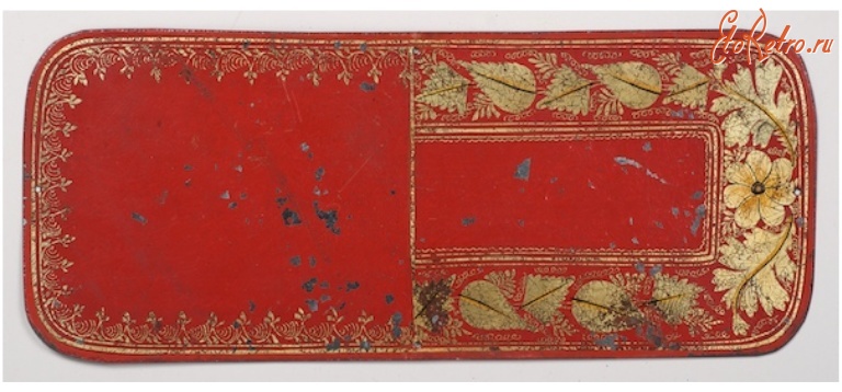 Предметы быта - Красный лакированный поднос с золотым рисунком