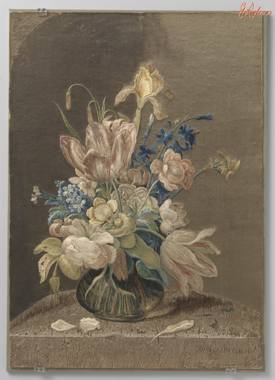 Предметы быта - Гобелен Букет цветов в низкой вазе, 1650