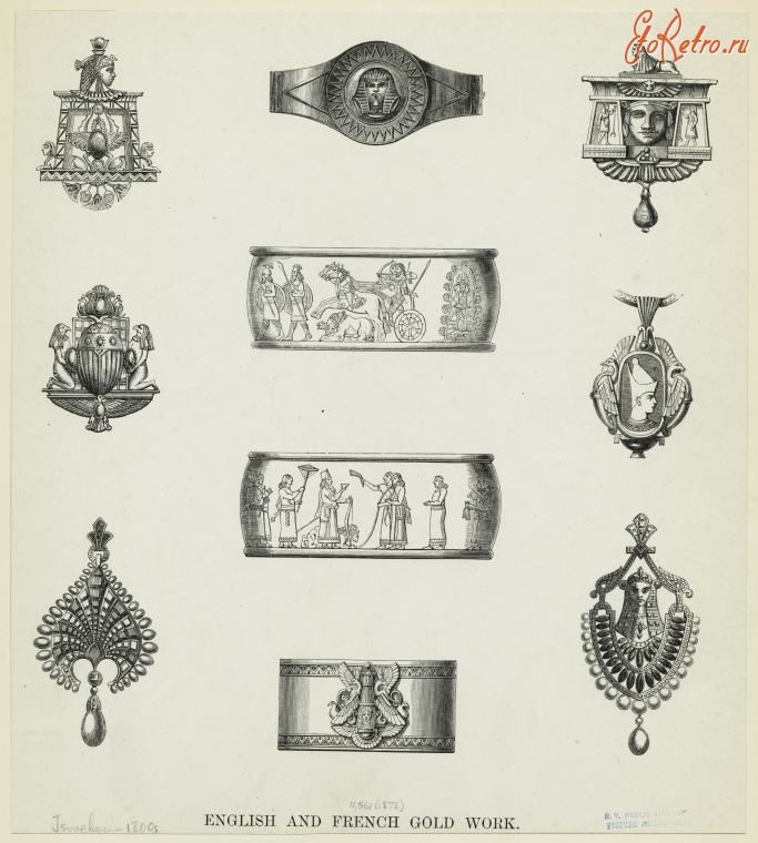 Драгоценности, ювелирные изделия - Английские и французские ювелирные золотые украшения, 1878
