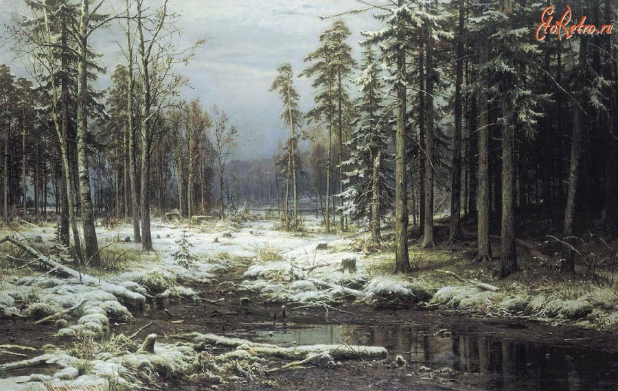 Картины - Иван Шишкин. «Первый снег» 1875