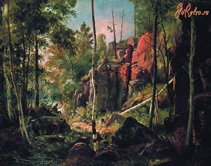 Картины - Иван Шишкин.  Вид на острове Валааме (Местность Кукко)  [1859-1860]