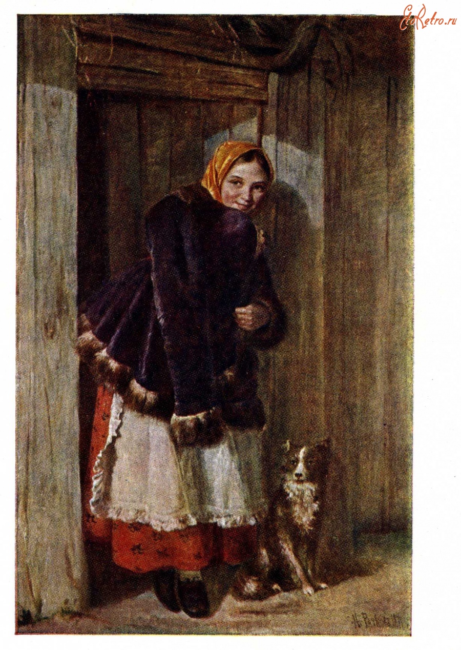 Картины - Н. Е. Рачков (1825 - 1895). У калитки. 1871 г.
