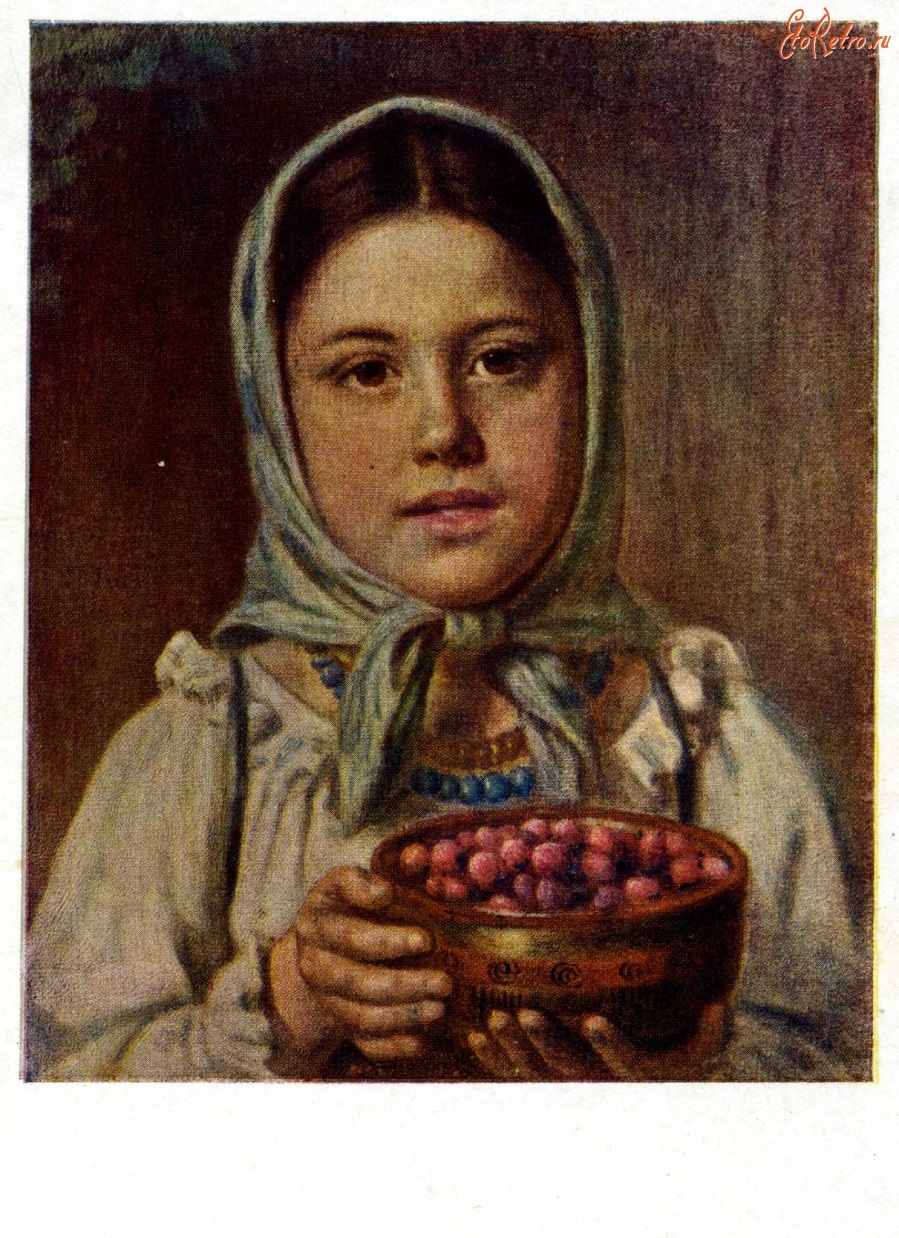 Картины - Н. Е. Рачков (1825 - 1895). Девочка с ягодами. 1879 г.