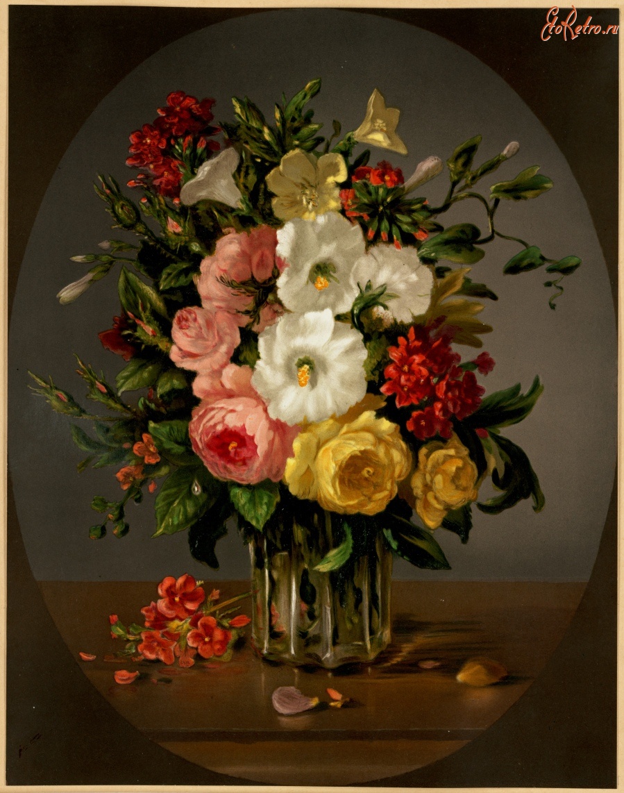Картины - Цветы в стеклянной вазе
