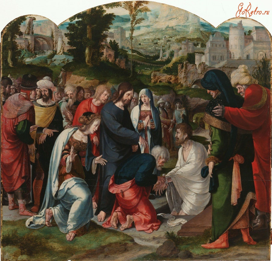 Картины - Лукас ван Лейден. Воскресение Лазаря, 1530-1535