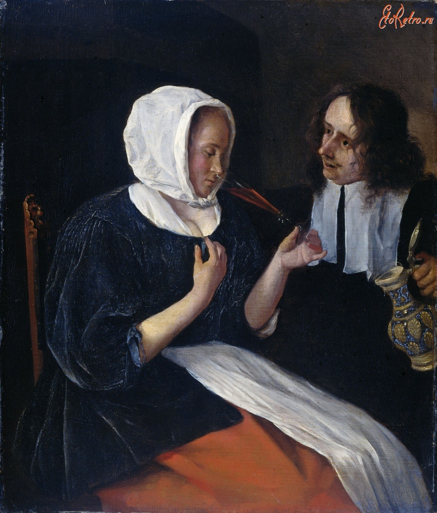 Картины - Ян Стен. За бокалом вина, 1660-1679