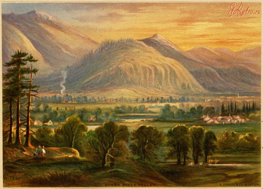 Картины - Горный пейзаж. Долина реки Бейкер и гора Пемигевассет