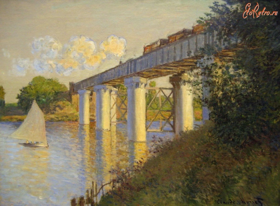 Картины - Клод Моне. Железнодорожный мост в Аржантее. Ок. 1874